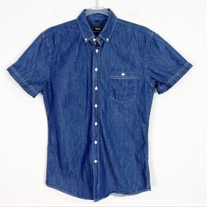 Denim Short Sleeve Button Down Shirt